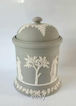 Pot à tabac et couvercle en jaspe gris Wedgwood, jasperware Pot à tabac et couvercle en jaspe gris Wedgwood, jasperware