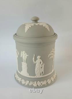 Pot à tabac et couvercle en jaspe gris Wedgwood, jasperware