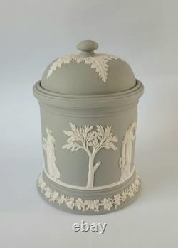 Pot à tabac et couvercle en jaspe gris Wedgwood, jasperware