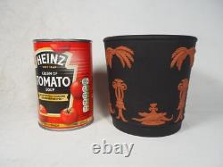 Pot de plante / vase vintage en jaspe Wedgwood noir et terracotta avec crocodile