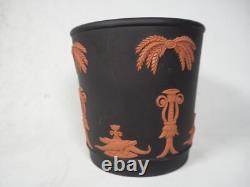 Pot de plante / vase vintage en jaspe Wedgwood noir et terracotta avec crocodile