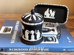 Pot rare en jaspe noir Wedgwood avec couvercle / Pot à cigarettes Olympus