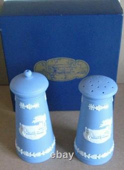 Pots à sel et à poivre RARES en jaspe bleu Wedgwood COW & GATE
