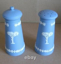 Pots à sel et à poivre RARES en jaspe bleu Wedgwood avec vache et portail