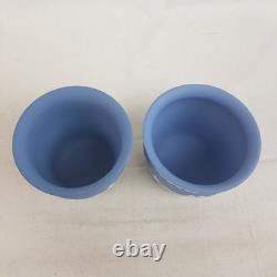 Pots de fleurs néoclassiques en porcelaine Jasperware vintage Wedgwood x2 4,5 x 5 pouces