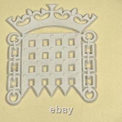 RARE Boîte à Bijoux Ronde Moyenne en Jasperware Wedgwood Primrose avec Portcullis Tudor