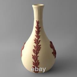 RARE vase Wedgwood Jasperware fabriqué à la main, jaune primevère et terre cuite