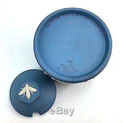 Rare Années 1950 Wedgwood Jasperware Blue Honeypot Couvert Crème Angleterre
