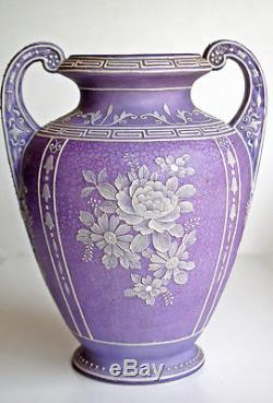 Rare Antique Nippon Wedgwood Vase Moriage Jasperware