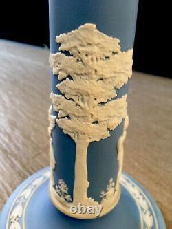 Rare Antique Wedgwood Bleu Blanc Jasperware Cherubs Et Arbres Bougie D'art 10