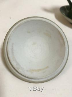 Rare Antique Wedgwood Green Jasperware Lait Condensé Ou Confiture Jar