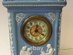 Rare Antique Wedgwood Mantel Clock 'Tempus Fugit' Pale Blue Jasperware	
<br/>		<br/> 
 Rare Antique Wedgwood Mantel Clock 'Tempus Fugit' Pale Blue Jasperware
