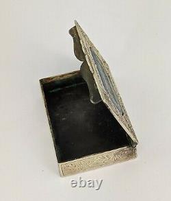 Rare Antique Wedgwood Tri Couleur Jasperware & Silver Snuff Box C1830