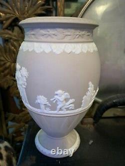 Rare Authentic Wedgwood England Jasperware Jasper Taupe Brown Vase De Grande Récolte