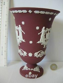 Rare Boîte Wedgwood Angleterre Jasper Ware Jasperware Crimson Wine Arcadian Vase