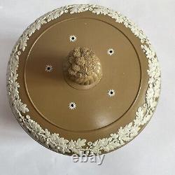 Rare Brun/tan Jasperware Wedgwood Cheese/cake Dome Avec Assiette