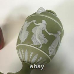 Rare Early 20th Century Olive Green Wedgwood Jasperware Urn Dancing Heures