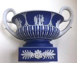Rare Grand Pot À Brunch Urne Cratère Jasperware Bleu Foncé 18ème / 19ème
