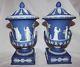 Rare Lot De 2 Wedgwood Museum 1906 Socle Jasperware Bleu 9.25 Excellent