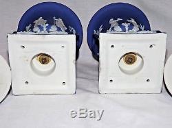 Rare Lot De 2 Wedgwood Museum 1906 Socle Jasperware Bleu 9.25 Excellent