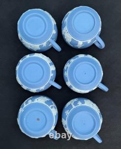 Rare Service à Thé Vintage Wedgwood en Jasperware Bleu Ciel et Blanc, 15 pièces, Angleterre