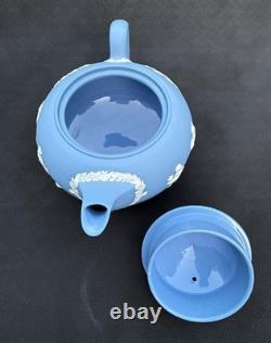 Rare Service à Thé Vintage Wedgwood en Jasperware Bleu Ciel et Blanc, 15 pièces, Angleterre