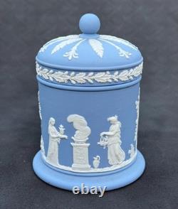 Rare Service à Thé Vintage Wedgwood en Jasperware Bleu Ciel et Blanc, 15 pièces, Angleterre