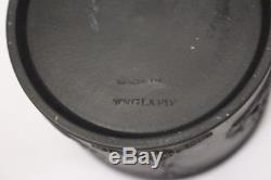 Rare Vintage Wedgwood Basalt Black Jasperware 3 Pot De Réceptrice De Cheveux Aveclid Angleterre