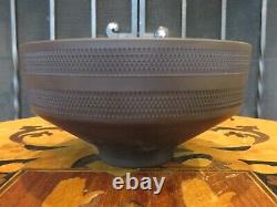 Rare Vintage Wedgwood Black Jasperware Basket Entonnoir En Forme D'entonnoir Bol Solide