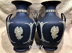 Rare Vintage Wedgwood Bleu Cobalt Vases Ware Vases (1533) (c. 1891) 9h Nice