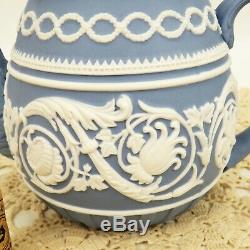 Rare Vintage Wedgwood Bleu Jasper Ware Arabesque Tea Pot 250 Anniversaire Htf