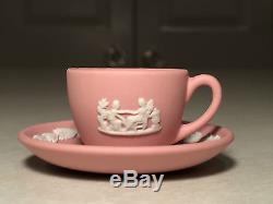 Rare! Vintage Wedgwood Enfant Mini / Miniature Pink Jasperware Set De 8 Pièces