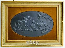Rare Wedgwood Black Basalt Jasperware'the Frightened Horse' Plaque Ltd Edt