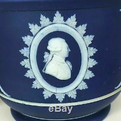 Rare Wedgwood Bleu Foncé Jasperware Cache Pot Planteur Pères Fondateurs Washington