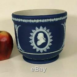 Rare Wedgwood Bleu Foncé Jasperware Cache Pot Planteur Pères Fondateurs Washington