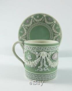 Rare Wedgwood Jasper Ware Tri Color Cup & Suacer C. 1850 Musée De Qualité