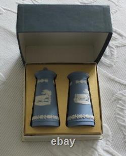 Rare Wedgwood Jasperware Blue Cow & Gate Salt & Pepper Pots