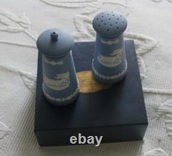 Rare Wedgwood Jasperware Blue Cow & Gate Salt & Pepper Pots