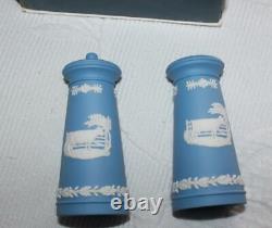 Rare Wedgwood Jasperware Blue Cow & Gate Salt & Pepper Pots