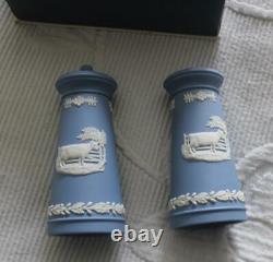 Rare Wedgwood Jasperware Blue Cow & Gate Salt & Pepper Pots