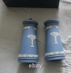 Rare Wedgwood Jasperware Blue Cow & Gate Salt & Pepper Pots