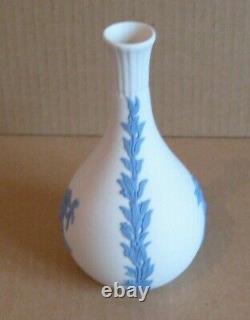 Rare Wedgwood Jasperware White & Blue Spring Autumn Bud Vase
