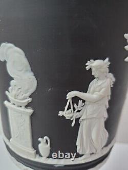 Rare Wedgwood Made In England Black Jasperware Footed Vase