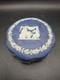 Rare Boîte Couverte Néoclassique En Jasperware Wedgwood Du 18ème Siècle, Bleu Cobalt, Diamètre 12 Cm