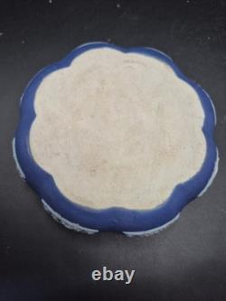 Rare boîte couverte néoclassique en jasperware Wedgwood du 18ème siècle, bleu cobalt, diamètre 12 cm