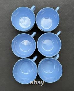 Rare ensemble de thé vintage Wedgwood en jasperware bleu ciel émaillé à l'intérieur, 21 pièces, Angleterre