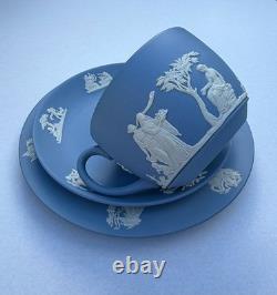 Rare ensemble de thé vintage Wedgwood en jasperware bleu ciel émaillé à l'intérieur, 21 pièces, Angleterre