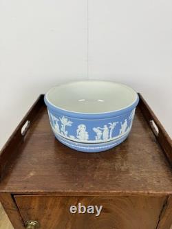 Rare jardinière ancienne Wedgwood en grès jaspe du XIXe siècle avec plateau
