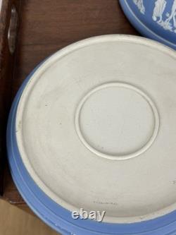 Rare jardinière ancienne Wedgwood en grès jaspe du XIXe siècle avec plateau