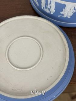 Rare jardinière ancienne Wedgwood en grès jaspe du XIXe siècle avec plateau